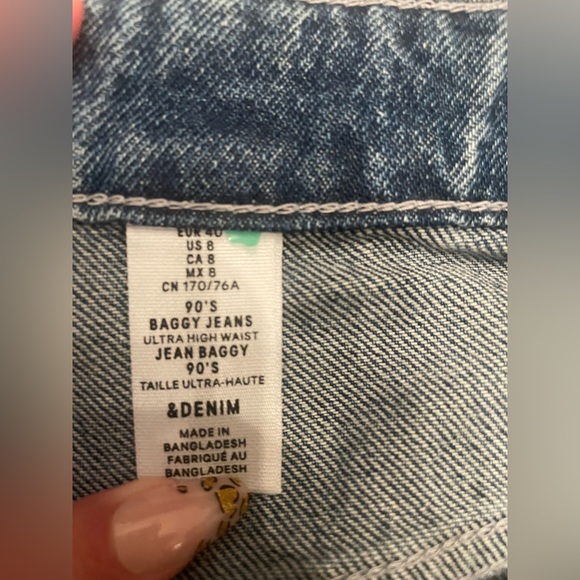 H&M Mid Rise Straight Leg Baggy Jeans - Size 8 - Picture 2 of 3